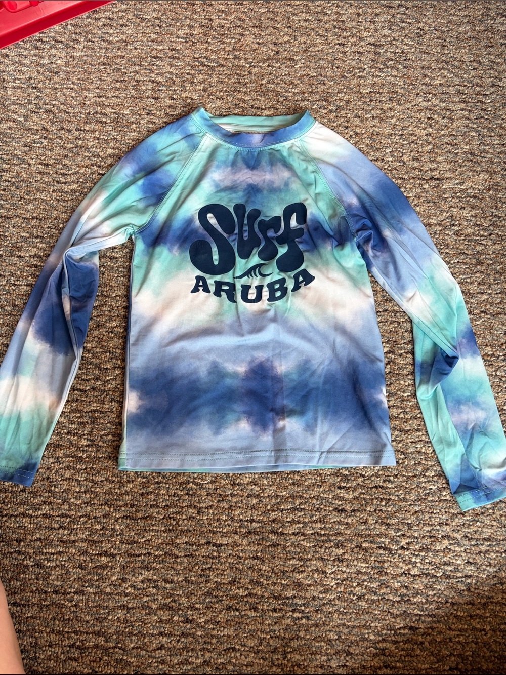 Kids Long-Sleeve Rash Guard - Blue Green Tie-Dye